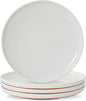 10.25-Inch Dinner Plates Set of 4, Dual Glaze Stoneware Plates, Microwave and Dishwasher Safe, Ceramic Plates for Everyday Dining, Stardust Glaze White