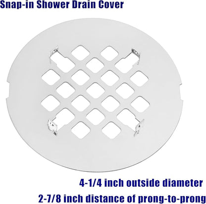 Artiwell 4-1/4” OD Snap-in Shower Drain Cover, Round Shower Drain Strainer Grid, Replacement Cover, Designed for Long-Lasting
