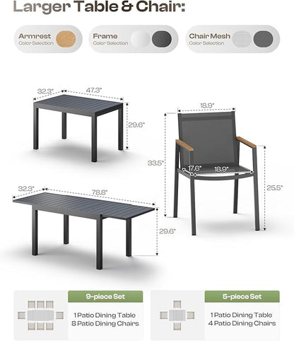 Expandable Outdoor Patio Dining Table Set