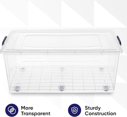 Superio Storage Bins with Lids, Clear Plastic Containers for Organizing, Stackable Totes, BPA Free, Odor Free, Organizer Boxes for Home, and Dorm (2 Pack, 60 Quart)