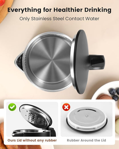 Electric Kettle Small for Tea & Coffee, 0.8L (27OZ) Double Wall Stainless Steel Hot Water Boiler, Fast Boiling Water Heater & Teapot with Auto Shut-Off, Boil-Dry Protection