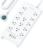 TROND 360° Rotating Flat Plug, Surge Protector Power Strip, 13AC Widely Spaced Outlets Expansion with 3 USB C Ports, 4000J, 15ft Extension Cord Heavy Duty, Wall Mount, Under Desk, ETL Listed, White