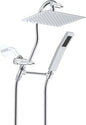 Hibbent All Metal Shower Head, 8'' High Pressure Rainfall Shower Head, Showerhead Combo, Handheld Shower Wand, 12'' Adjustable Curved Shower Extension Arm, 71'' Hose, Shower Head Holder, Chrome