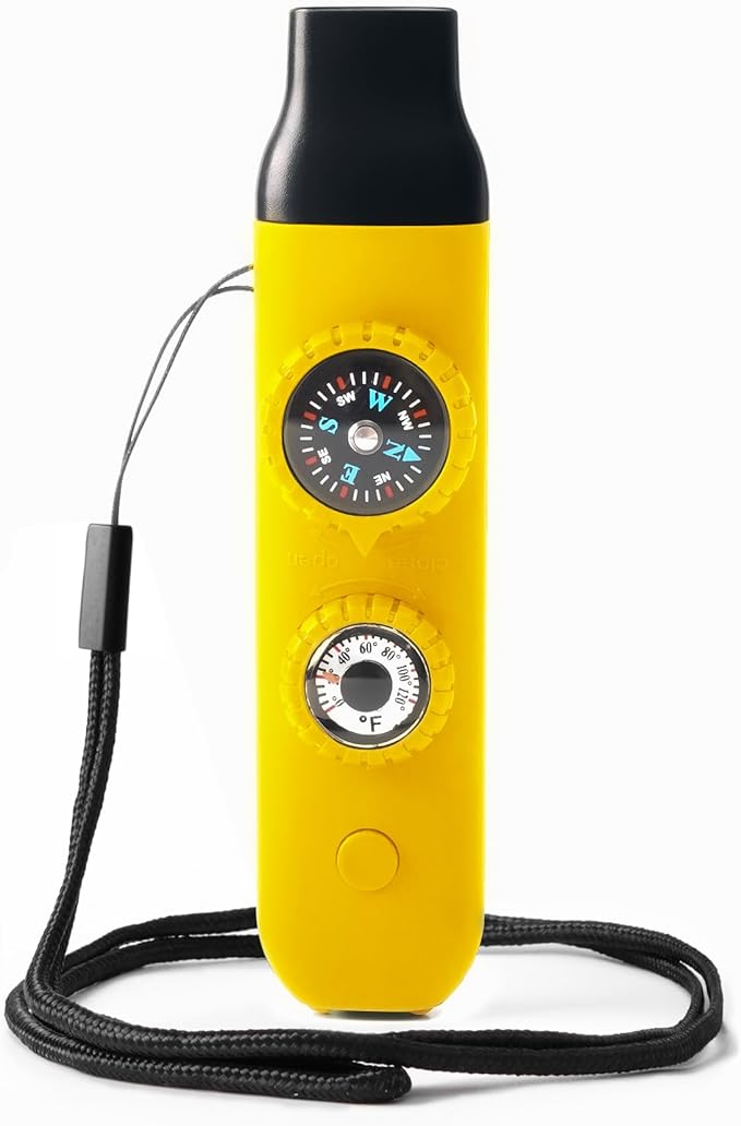 Emergency Survival Safety Whistle，Whistle for Kids with Lanyard,Compass,Thermometer,Ideal for Kayaking, Boating, Hiking, Camping, Climbing