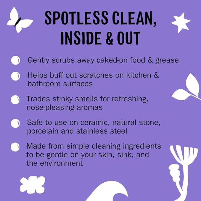 Molly's Suds Sink and All Purpose SCRUB | Gently Removes Stains, Scrubs Away Grease & Gime, Buffs out Scratches | Plant and Mineral Based | 2 Pack, Lavender Scent