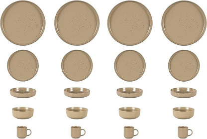 HomeVSS 20-Piece Dinnerware Set - Serves 4, Matte Beige Glaze plates and bowls sets with Speckle Effect for Microwave & Dishwasher Safe