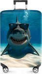 ANNA QUEEN Cool Shark Luggage Cover, Sunglass-Wearing Shark Underwater Design, Stretchable, Washable Travel Protector for 20-22 Inch Luggage
