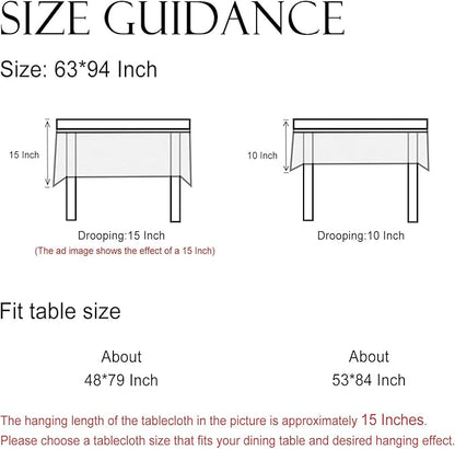 ISAENNE Designer Chinoiserie Linen Floral Long Tablecloth Rectangle,White Wrinkle Resistant Table Cloth,Elegant Decor Tablecloths for Dining Thanksgiving Kitchen Party Christmas,63"*94"-Daffy