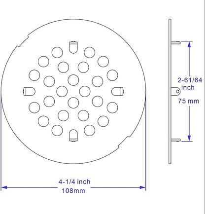 Bropury 4-1/4-Inch Easy-to-Install Snap-in Shower Drain Cover Floor Drain Replacement Cover Stainless Steel (Brushed Nickel)
