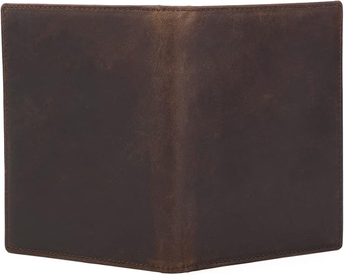 Polare Full Grain Leather Passport Holder RFID Blocking Travel Bifold Wallet Passport Holders 2 Passports (Dark Brown)