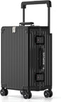 Aluminium Frame Carry on Luggage with Smooth Jelly Wheels, Hardside Zipperless Rolling Suitcase with TSA Lock (Pure Black, 21-Inch)