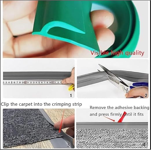 Self Adhesive Carpet Transition Strip with Edge Trim, Designed for Seamless Transitions from Carpet to Tile or Vinyl Floors, Perfect for Doorways.(Brown,60ft)