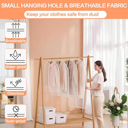Garment Bags for Hanging Clothes (Set of 12) Suit Bags for Closet Storage Clothes Storage Bag Plastic Bag with Zipper for Suit, Sweaters Travel Laundry Wardrobe Closet Garment Dust Cover Bags