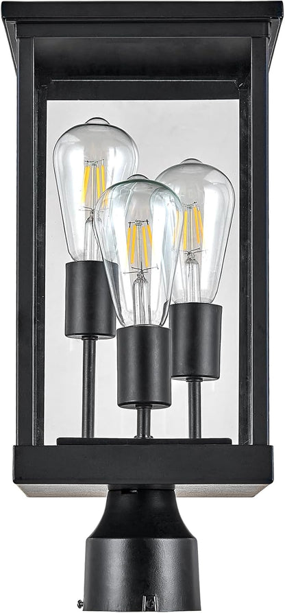 Mayfield Outdoor Post Top Light with 3-Inch Pier Base Mount Fitter, Black – Design House, 590299