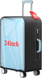 Upgraded Transparent TPU Luggage Cover Protector with Black Stretchable Sides, Fit 24 Inch Wheeled Case TSA Approved, Waterproof & Anti-Scratch, Includes Free Red Luggage Tag