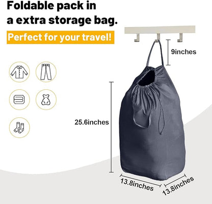 MCleanPin 140L Washable Laundry Bags with Handles,Dirty Clothes Storage for College Dorm or Travel, Laundry Liner Fit Most Laundry Hamper or Basket,2 Pack (Elegant Grey)