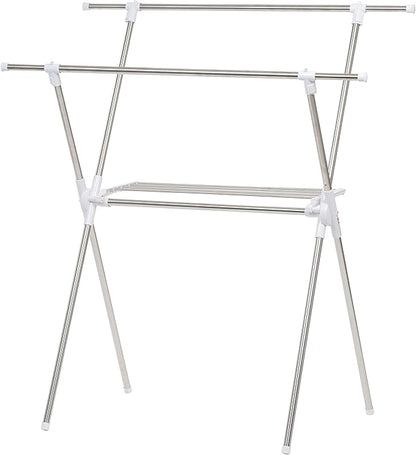 IRIS USA Clothes Drying Rack, Foldable & Extendable Rods for Large Laundry Loads, Collapsible Freestanding Laundry Drying Rack, Anti-Skid Feet, Portable Clothes Rack