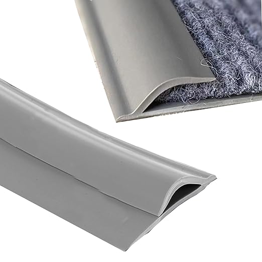 Self Adhesive Carpet Transition Strip with Edge Trim, Designed for Seamless Transitions from Carpet to Tile or Vinyl Floors, Perfect for Doorways.(Gray,40ft)