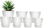 GARDIFE 7/6.5/6/5.5/5/4.5/4 inch Plant Pots, 7 Pack Flower Pots Indoor Outdoor, Planters with Drainage Holes and Tray Saucers (White)