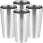 QWORK Stainless Steel Insulated Tumblers, 19 oz 4 Pack Stackable Water Tumblers, Double Wall Metal Cup, Diamond-Patterned