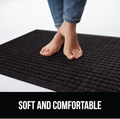 GORILLA GRIP Front Door Mat, Indoor Outdoor Ultra Absorbent HydroAbsorb Doormat, Absorbs Up to 1.7 Cups of Water, Stain and Fade Resistant, Rubber Backing Doormats, 2 Pack, 29x17 Black
