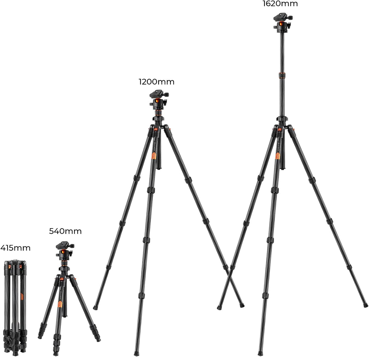 K&F Concept 64" Carbon Fiber Camera Tripod,Lightweight Travel Tripod with 36mm Metal Ball Head Load Capacity 17.6lbs, Quick Release Plate,for DSLR Cameras Indoor Outdoor Use K254C2+BH-36L