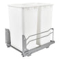 Rev-A-Shelf Double Pullout Trash Cans for Full Height Kitchen Cabinets 50 Quart 12.5 Gallon with Soft-Close Slides, White, 53WC-2150SCDM-211