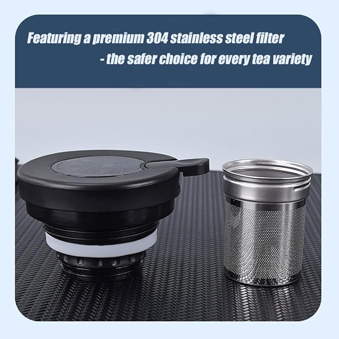 1000ml Smart Temperature Control Vintage Floral Tea Thermos Stainless Steel Insulated Mug with Built-In Filter Double Wall Vacuum Travel Tumbler for Hot Cold Drinks (plum blossom)