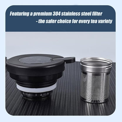 1000ml Smart Temperature Control Vintage Floral Tea Thermos Stainless Steel Insulated Mug with Built-In Filter Double Wall Vacuum Travel Tumbler for Hot Cold Drinks (plum blossom)