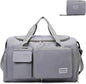 Multipurpose 20L Foldable Duffel Bag Gym Yoga Bag Carry-On Shopping Sack Travel Organizer Cabin Bag Sundry Package Wet&Dry Compartment (Gery)