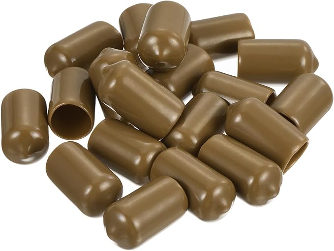 uxcell 20pcs Rubber End Caps 11.5mm ID Vinyl PVC Round Tube Bolt Cap Cover Screw Thread Protectors Light Brown
