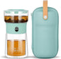 ZENS Modern Glass infuser Teapot, Small One Touch Tea Maker for Loose Tea Diffusers with 200ml Insulated Cup and Blue Portable Carry Case, Magic Gongfu Tea Pot for Tea Lovers Gifts