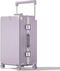 Aluminium Frame Checked-Luggage with Smooth Jelly Wheels, Hardside Zipperless Rolling Suitcase with TSA Lock (Purple, 24-Inch)