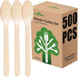 500 Wooden Spoons, Disposable Wooden Cutlery Set - Alternative to Plastic, Eco Friendly, Biodegradable, Compostable Cutlery Set - 500 Wooden Spoons Disposable Utensils Set