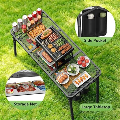 Raynesys Portable Folding Grill Table for Outside for Picnic, Camping