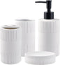 Bathroom Accessories Set of 4, Ceramic Bathroom Sets Complete-Toothbrush Holders, Soap Dispenser, Soap Dish, Toothbrush Cup, Modern Farmhouse Bathroom Decor, Bathroom Organizer for Countertop