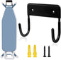 Ironing Board Hanger Wall Mount, Ironing Board Holder Iron Board Organizer Wall Rack, Black Iron Board Hanger Holder for Laundry(Black)