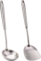 FJNATINH Wok Spatula and Soup Ladle Set - 304 Stainless Steel Wok Utensil Tools Set, 2 Pieces All Metal Cooking Kitchen Utensils,Chinese Wok Accessories for Cast Iron/Carbon Steel Wok