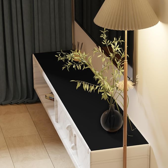 Leather Desk Mat,1.8mm Thick,12x42 Inch Desk Cover,Desk Protector Mat,Dresser Cover Top,Nail Table Mat,Dresser Cover,Quartz Countertop Protector,Table Sticker Cover(Black+Black,12×42)