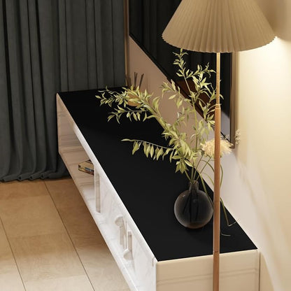 Runner for Dresser Top Bedroom - 17x90 Inch Waterproof Easy to Clean Can Conceal Flaws Protector The Table Top from Scratches Used for Coffee Table Dresser(Black+Black 17x90)
