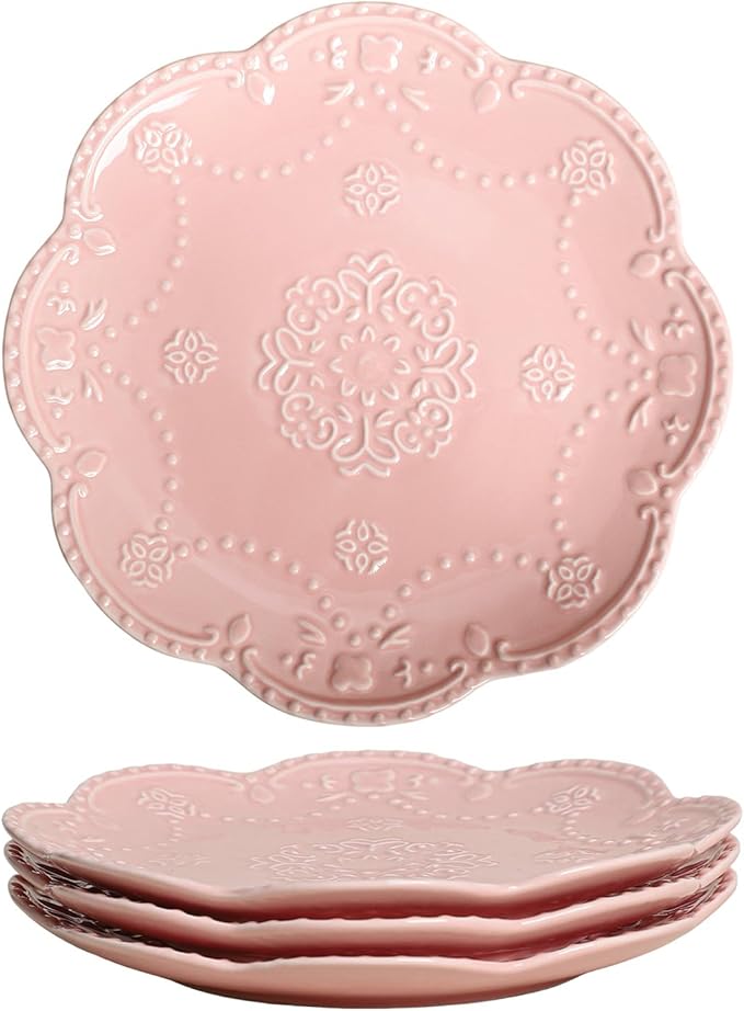 Gaolinci European Palace Series Lace Embossed Ceramic Dinner Plate