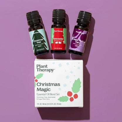 Plant Therapy Christmas Magic Holiday Essential Oil Blend 3 Set, Trio of Exclusive Holiday Scents, Bring Festive Cheer to Every Room, Joyful & Uplifting