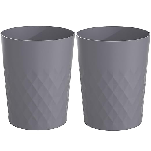 1.8 Gallon Small Trash Can 2 Pack Bathroom Garbage Can Waste Basket Recycling Bin for Dorms Bedrooms Offices Kitchens, Grey