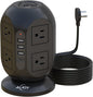 AiJoy Surge Protector Power Strip Tower with 8 Outlets 4 USB Ports(1 USB-C), 10 FT Flat Extension Cord with Multiple Outlets, Charging Tower with Surge Protection for Home Office Dorm Room Essentials