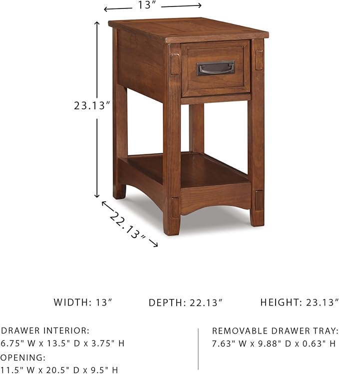 Signature Design by Ashley Breegin New Traditional Wooden Chair Side End Table with 1 Drawer and 1 Fixed Shelf, Brown