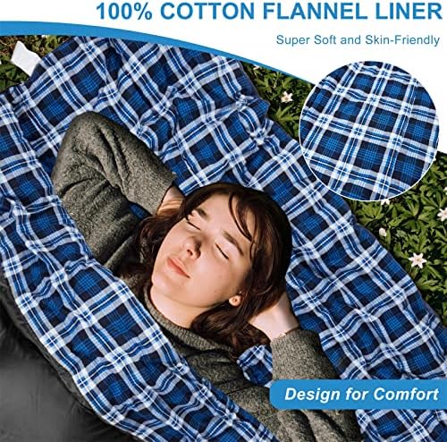 Cotton Flannel Double Sleeping Bag, 2 Person Camping Sleeping Bag