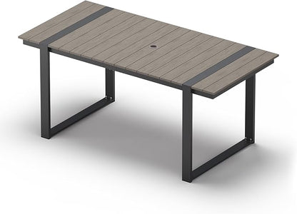 Outdoor Dining Table for 6, HDPS+ Aluminum Patio Dning Table
