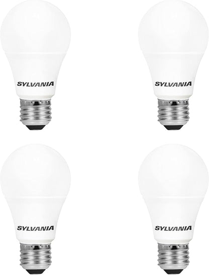 LEDVANCE Sylvania LED Light Bulb, 60W Equivalent A19, Efficient 8.5W, Medium Base, Frosted Finish, 800 Lumens, Bright White - 4 Pack (79704)