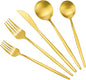 Gold Silverware Set for 8, Stainless Steel Flatware Set, 40-Pieces Cutlery Tableware set Include Spoons And Forks Set, Matte Gold Utensil Set, Stain Finish, Dishwasher Safe