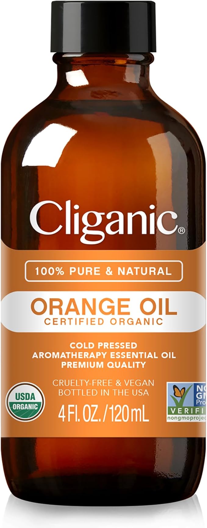 Cliganic Organic Sweet Orange Essential Oil, 4oz - 100% Pure Natural for Aromatherapy Diffuser | Non-GMO Verified